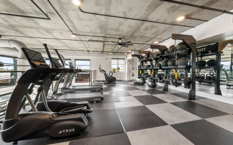 Two-story gym at Broadstone 7th Street luxury apartments in Phoenix, AZ